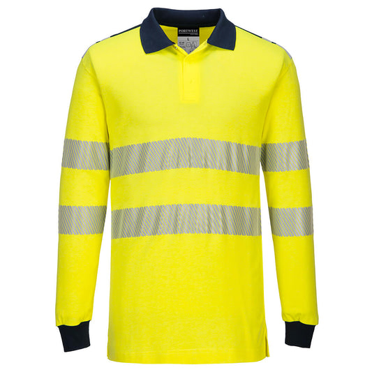 PW3 Modaflame Knit Hi-Vis FR Long Sleeve Polo Shirt